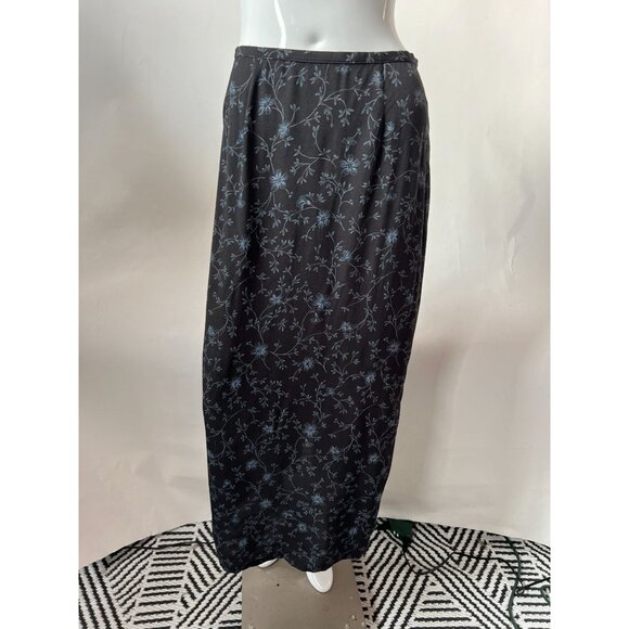 Old Navy Womens Black & Blue Floral Rayon Maxi Skirt Size 4 - Picture 13 of 16